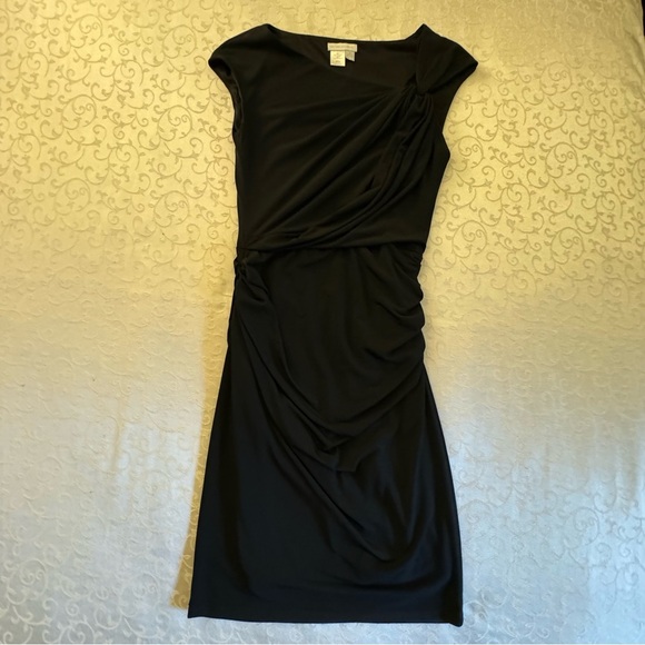 New York & Company Little Black Dress Asymmetrical Ruched Cocktail Party Dress - Picture 11 of 16